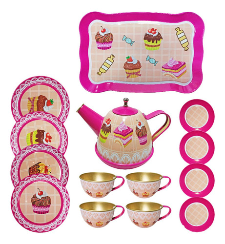 Juego De Té De De Juguete Con Teteras De Metal, Tazas,