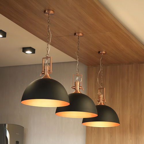 Lustre Pendente Newline Naval 551 E27 Preto / Cobre Bivolt Cor Preto e Cobre