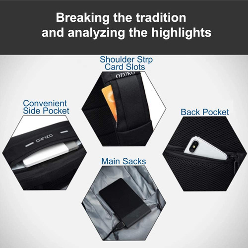 Ozuko Sling Usb Mochila Antirrobo Para Hombre