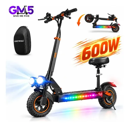 Patinete Elétrico Adulto Gm5 P2, 600w Motor Com Potência Máxima, 45 Km/h Velocidade Máxima, Autonomia De 30 Km, Scooter Eletrica Com Luz Ambiente De Led, Bateri
