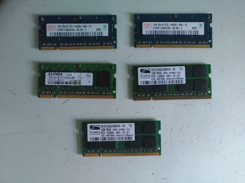 Lote De 5 Memorias Para Notebook Ddr2 De 1 Gb