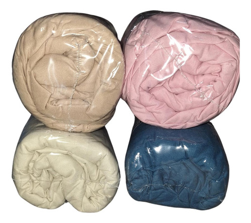 Sabanas Ajustables Pack X4u 2 1/2 Plazas Queen Colchón Alto Beige-crema-rosa-azul Petroleo Liso