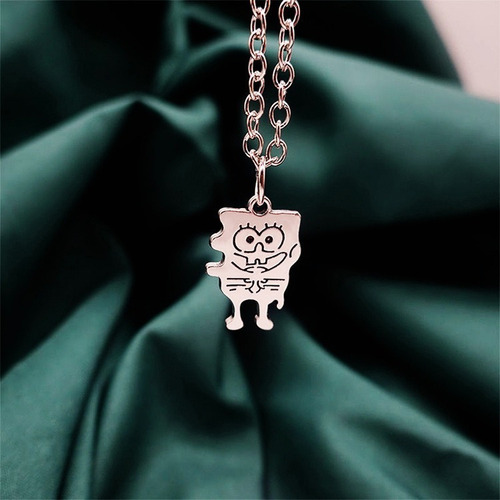 New Bob Esponja Pareja Bff Anillo + Patchwork Collar