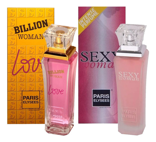 Kit Com 2 Perfumes Paris Elysees Billion Woman Love + Sexy Woman 100ml
