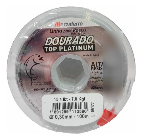 Linha Pesca Dourado Top Platinum 0,30 Mm Cx Com 10 Un 15 Lbs