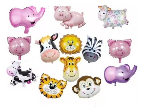 10 Globos Caritas Y Animales Zoo Centro De Mesa 14 Pulgadas