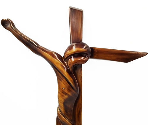 Imagen 5 de 7 de Hermoso Cristo Crucificado Artesanal Dalí Acabado Madera