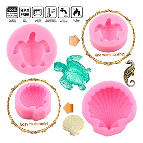 Mujiang Sea Turtle Silicone Molds Seashell Fondant Mold Star