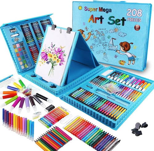 Set Arte Niños Maleta 208 Piezas Crayon Acuarela Plumon