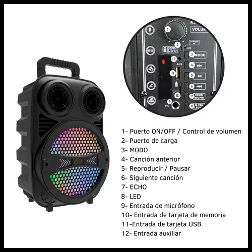 Parlante Bluetooth Harrison Kanji Acid Lux Con Carro 1000w