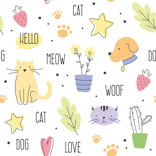 Imagem 2 de 5 de Papel De Parede Adesivo Infantil Pet N02057