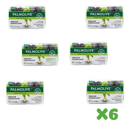 Pack X6 Jabón En Barra Palmolive Con Partículas De Carbón