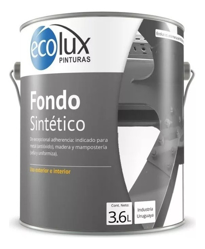 Fondo Sintético Metal Gris Ecolux - 3.6 Lts Int / Ext