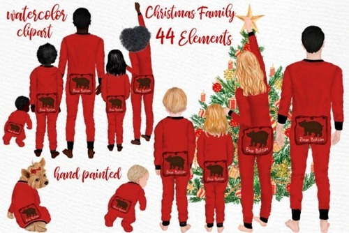 Kit Imágenes Digitales Navidad Familia Acuarela 1576228