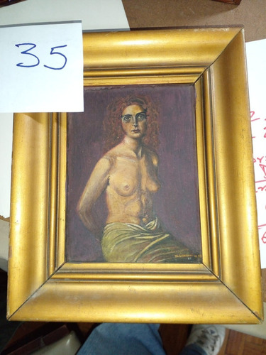 Oleo S/madera Firmado 22x17/32x27 Torso Mujer Desnuda
