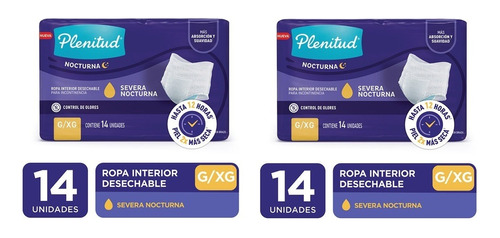 28 Bombachas Descartables Plenitud Pants Nocturna G - Xg