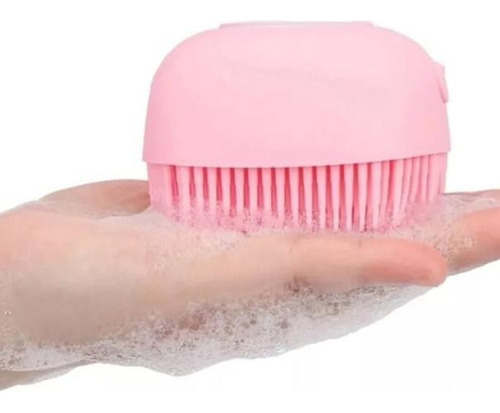 Escova Pente Silicone Com Dispenser Banho Shampoo Pet Tosa
