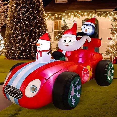 Papa Noel Inflable 8ft Christmas Race - A Pedido_exkarg