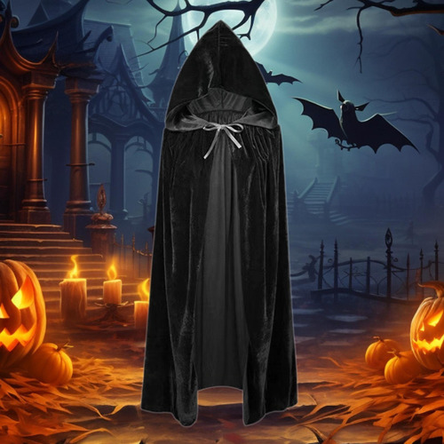 Capa Larga Con Capucha Para Halloween, Capa Suave Para