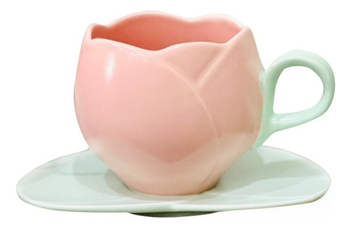 Juego Tazas Café Cerámica Con Diseño Tulipán Vasos