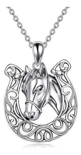 Yafeini Collar De Caballo De Herradura De Plata De Ley 925 .