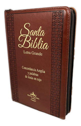 Biblia Letra Grande Tamaño Manual Con Cierre Imitacion Piel 