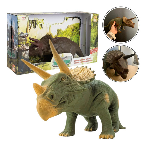  Dinossauro Triceratops Brinquedo Grande 36 Cm Vinil Macio-b
