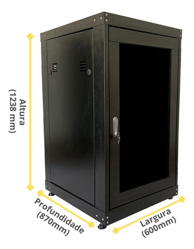 Rack Servidor Piso 24u X 870mm Flex Desmontável Padrão 19 Cor Preto