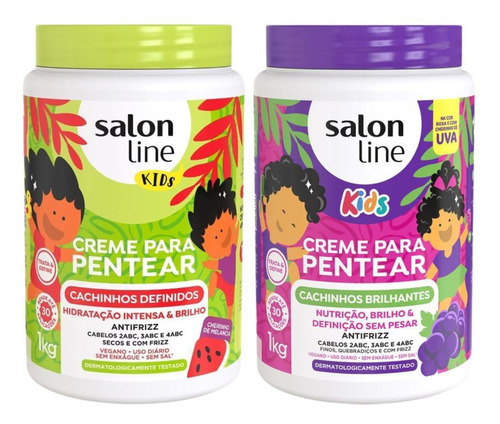 Kit Creme Para Pentear Salon Line Kids Melancia + Uva 1kg
