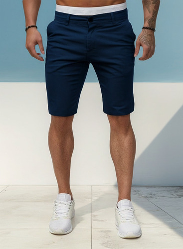 Bermuda De Gabardina Stretch Para Caballero 6 Colores