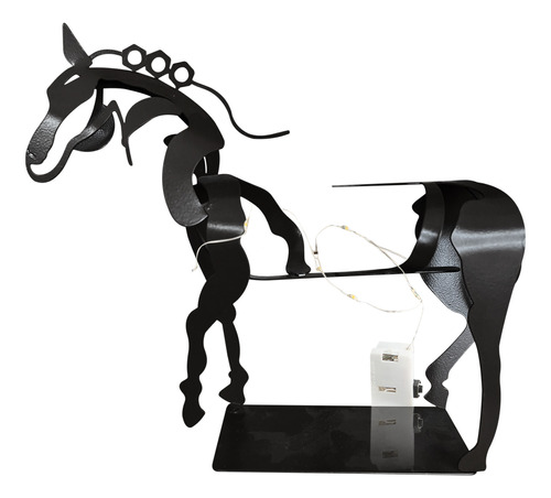 Escultura B Horse Adorno De Hierro Forjado Negro Con Metal 5