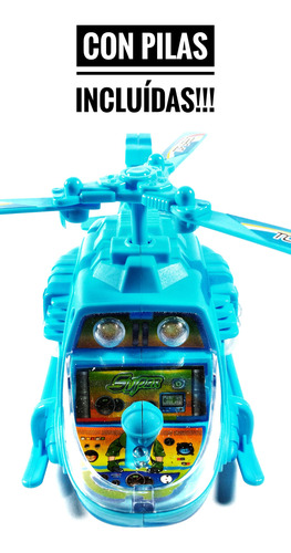 Helicóptero Con Luces Y Sonidos Musica Esquiva Obstáculos Helicóptero Celeste