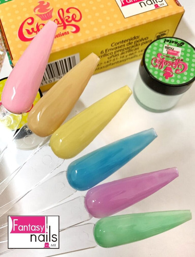 Gama 6 Acrílicos, A , Uñas Esculturales Fantasy Nails Color Cup Cake