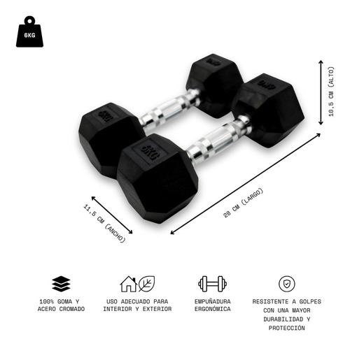 Mancuernas Hexagonales 30lb Par Dumbells - Ruster