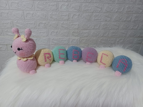 Centopeia Personalizada Com Nome Em Amigurumi