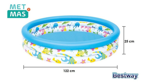 Pileta inflable redonda Bestway Coral Kids 51009 de 1.22m x 25cm 140L multicolor