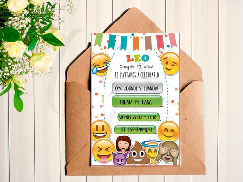 Mini Kit Imprimible  Emojis Unisex Emoticones Persona+inv Di