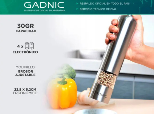 Molinillo Pimentero Electrico Gadnic Pimienta Pilas Premium