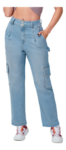 Jeans Colombiano Baggy Cargo -  Azul Claro