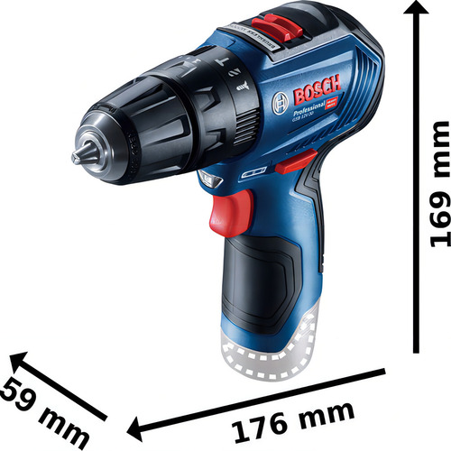 Kit de destornillador y taladro GSb12v-30, funda para 2 baterías Bosch, color azul, 12 V