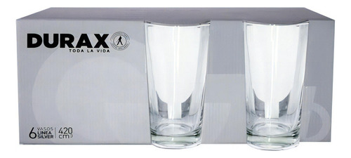 Setx6 Vasos Long Drink Durax De 420ml En Display Color Transparente