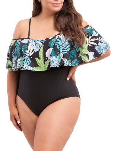 Imagen 3 de 5 de Traje De Baño Sin Hombros Hawai Verde