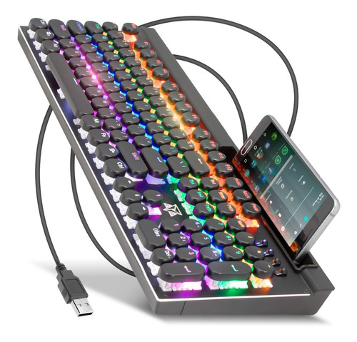 Teclado Mecânico Gamer Usb Pc Adamantiun Cronos Retrô Led 