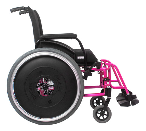 Cadeira De Rodas Avd Alumínio Pés Fixos 48cm Rosa Ortobras