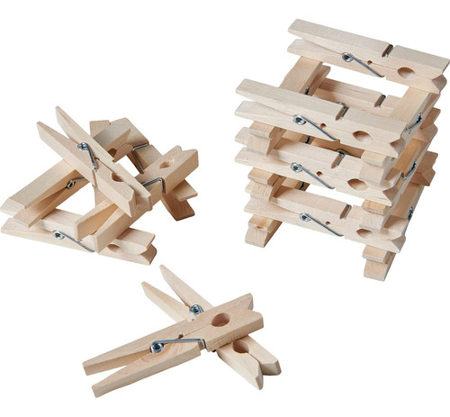 Kit x 50 Broches Pinza de madera natural 50 unidades, 7 Cm Colgar Ropa Pack resistentes Arte la corrosión alfileres de ropa para aula, manualidades alfileres de ropa grandes Por Mayor