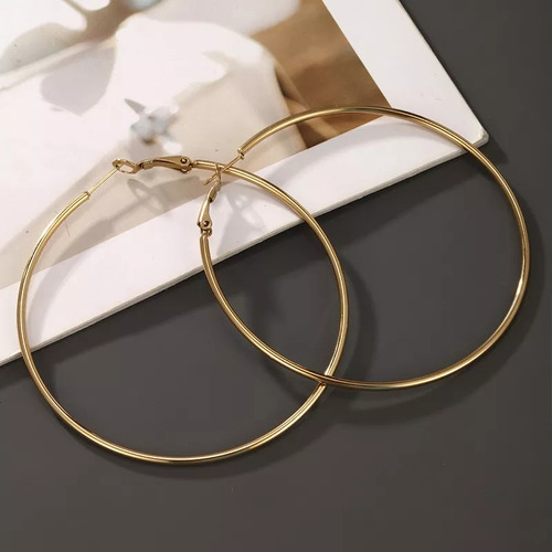 Aretes De Aro Grande Pendientes Chapado Oro 14k Dama