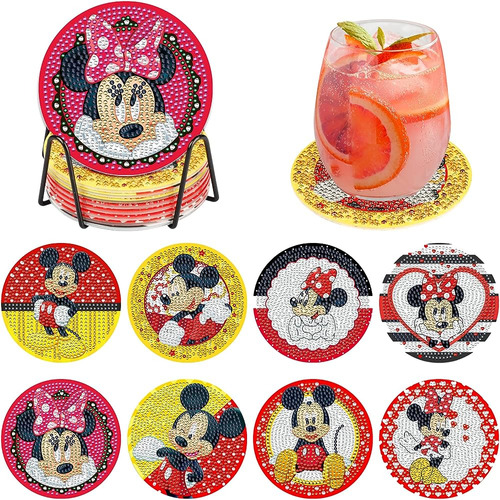 Ceovr 8 Pcs Diy Diamond Painting Coasters Para Bebidas Con S