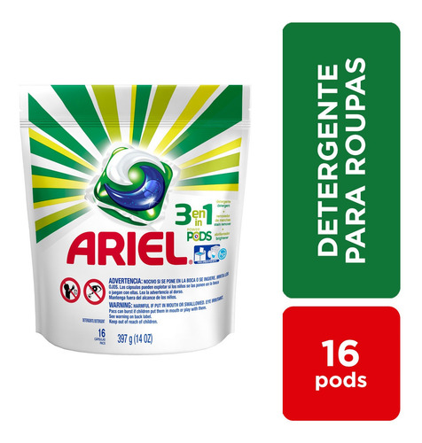 Ariel Power Pods Lava Roupas Em Cápsula 16 Pods Importado
