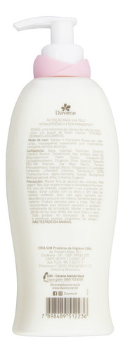 Hidratante com Óleo Essencial Corporal Rosas Davene Frasco 300ml