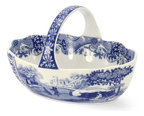 Spode Cesta Con Mango Italiano Azul, Frutero, Centro De Mesa